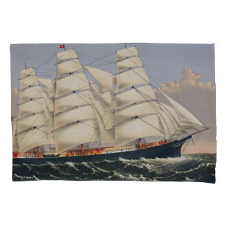 Funda De Cojín Barco de Vela Náutico Antiguo Currier & Ives