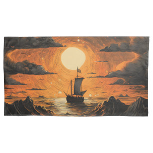 Funda De Cojín Barco navegando por la noche