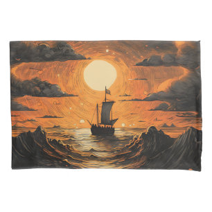 Funda De Cojín Barco navegando por la noche