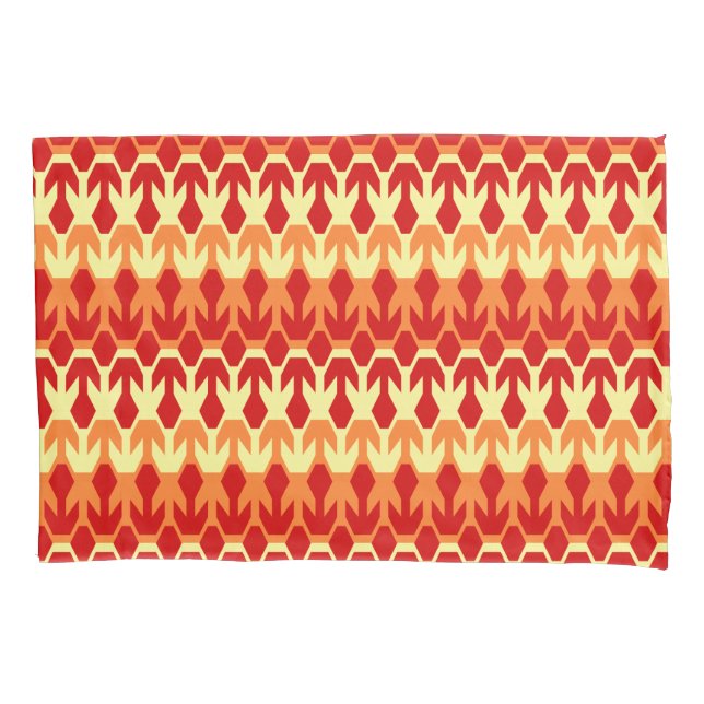 Funda De Cojín Barco rojo y patrón de flecha amarilla (Anverso)