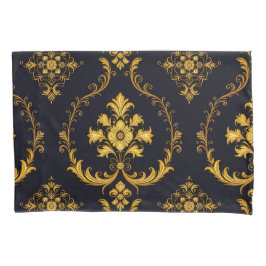 Funda De Cojín "Barockes Ornament-Muster in Gold und Schwarz"