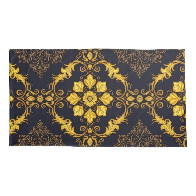 Funda De Cojín "Barockes Ornament-Muster in Gold und Schwarz" (Reverso)
