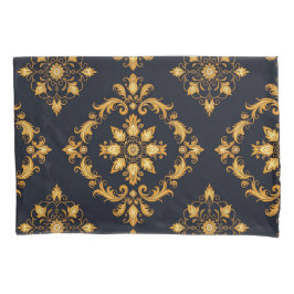 Funda De Cojín "Barockes Ornament-Muster in Gold und Schwarz"
