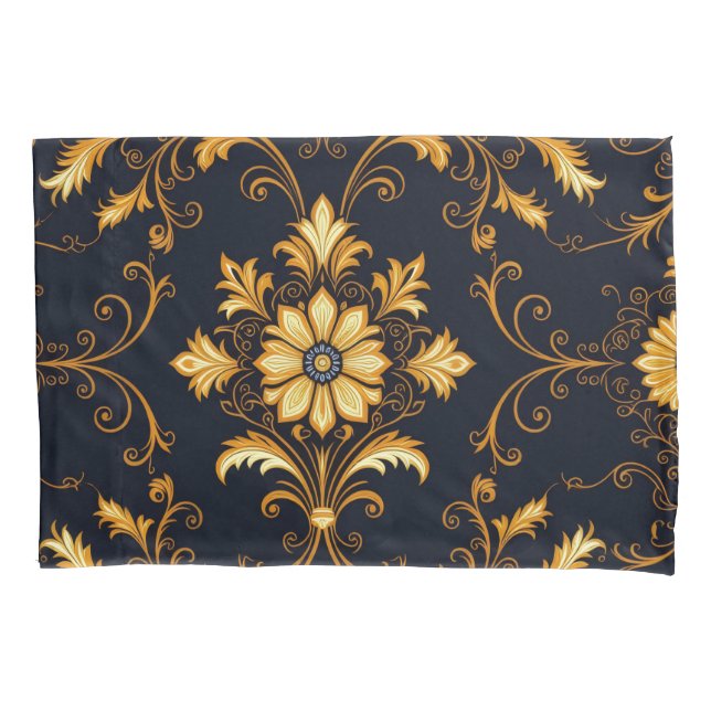 Funda De Cojín "Barockes Ornament-Muster in Gold und Schwarz" Dec (Anverso)