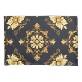 Funda De Cojín "Barockes Ornament-Muster in Gold und Schwarz" Dec