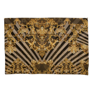 Funda De Cojín Barroco dorado: diseño de patrones geométricos