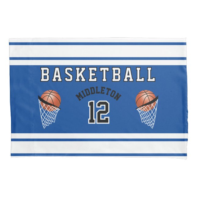 Funda De Cojín Basketball Sport Ball Design - Azul - Editable (Anverso)