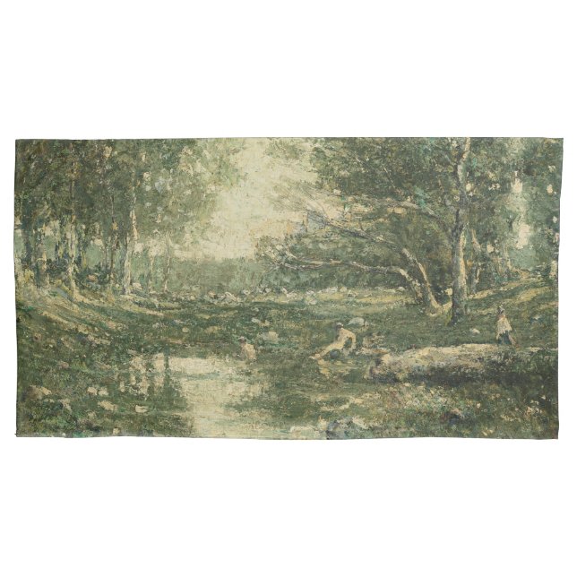 Funda De Cojín Bathers in Green Woodland Landscape (Arte de época (Anverso-izquierdo)
