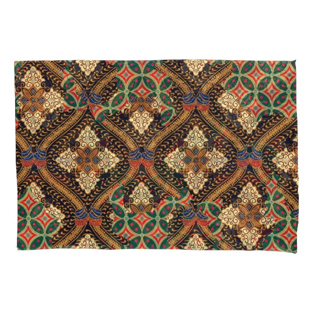 Funda De Cojín Batik indonesio basado en plantas: Patrones distin (Anverso)