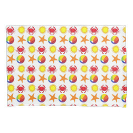 Funda De Cojín Beach Fiesta Beachball Sun Crab Starfish