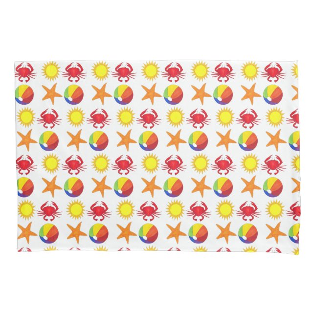 Funda De Cojín Beach Fiesta Beachball Sun Crab Starfish (Anverso)