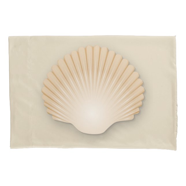 Funda De Cojín Beachy Tan Scalloped Seashell (Anverso-izquierdo)