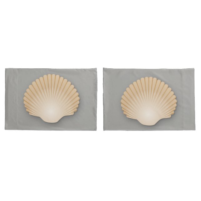 Funda De Cojín Beachy Tan Scalloped Seashell (Reverso-Set)