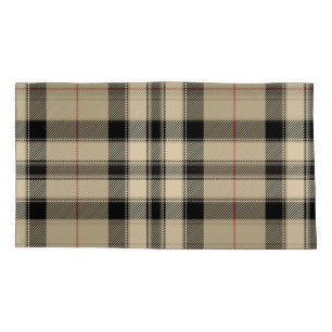 Funda De Cojín Beige Black Plaid Pair King
