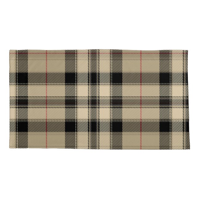 Funda De Cojín Beige Black Plaid Pair King (Reverso-Izquierdo)