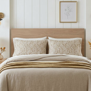 Funda De Cojín Beige Neutro Oro Hoja Botánica William Morris