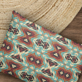 Funda De Cojín Beige Red Brown Aqua Blue Green Arte Tribal