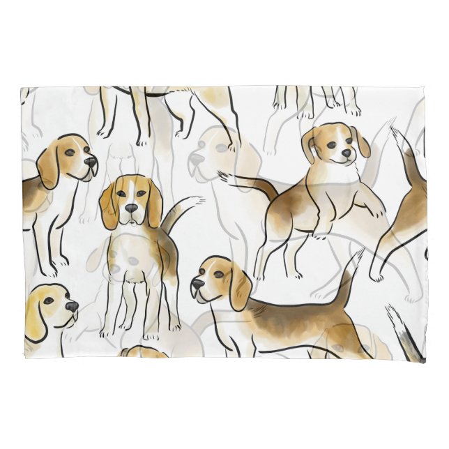 Funda De Cojín Belleza Beagle: Patrón de perro acuarela (Anverso)