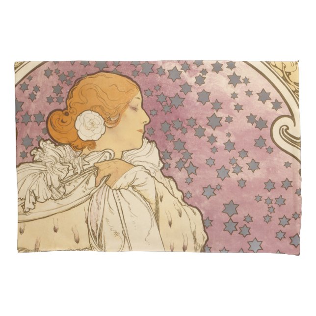 Funda De Cojín Belleza de mujer mucha Art Nouveau (Anverso)