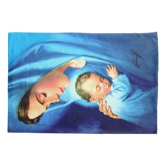 Funda De Cojín Bendita Virgen María con el Niño Jesús (Reverso)
