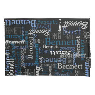 Funda De Cojín Bennett nombre personalizado azul gris