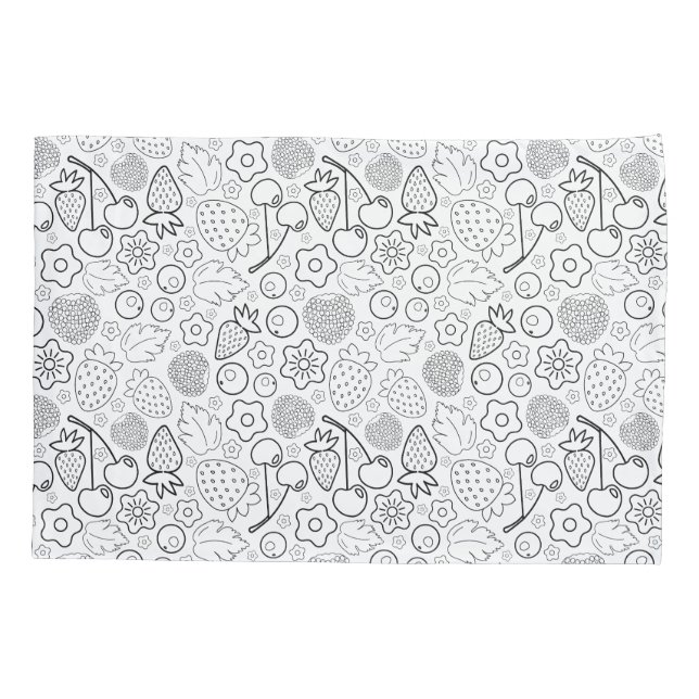 Funda De Cojín Berry Strawberry Cherry Black Hand drawn Modern. (Reverso)