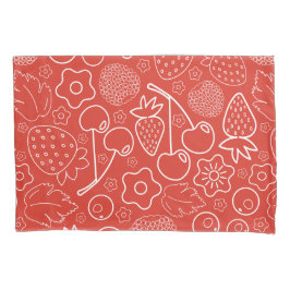 Funda De Cojín Berry Strawberry Cherry White Hand drawn Modern.