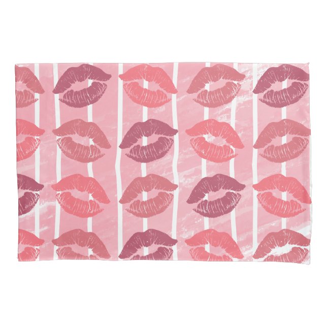 Funda De Cojín Besos de lápiz labial (Anverso)