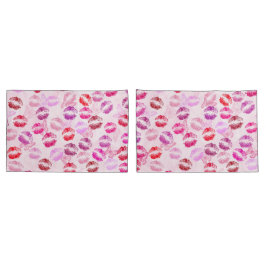 Funda De Cojín Besos de lápiz labial en rosa