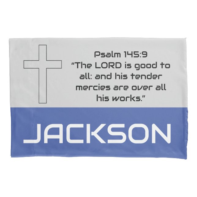 Funda De Cojín Biblia personalizada Verse Blue Greys Pillowcase (Anverso)
