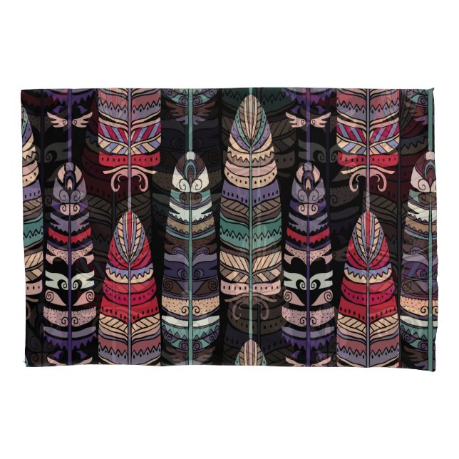 Funda De Cojín Birds Feathers Tribal Art Seamless (Anverso)