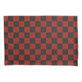 Funda De Cojín Black and Deep red checkerboard pattern