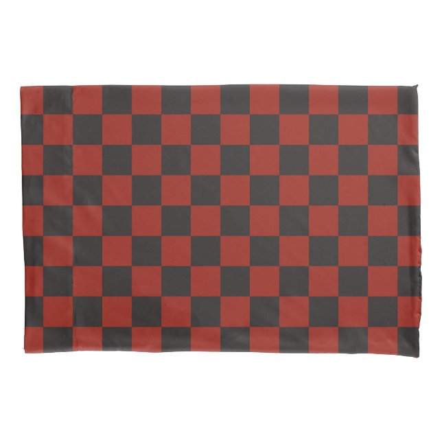 Funda De Cojín Black and Deep red checkerboard pattern (Anverso-izquierdo)