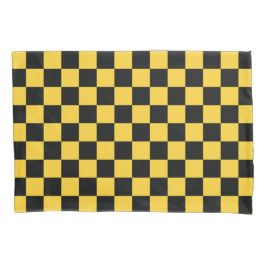 Funda De Cojín Black and gold checkerboard pattern