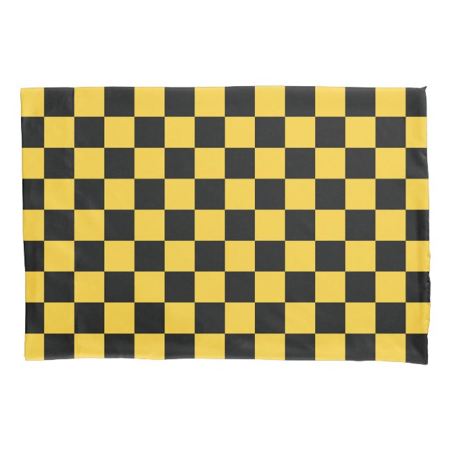 Funda De Cojín Black and gold checkerboard pattern (Anverso-izquierdo)