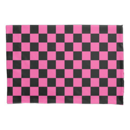 Funda De Cojín Black and pink checkerboard pattern