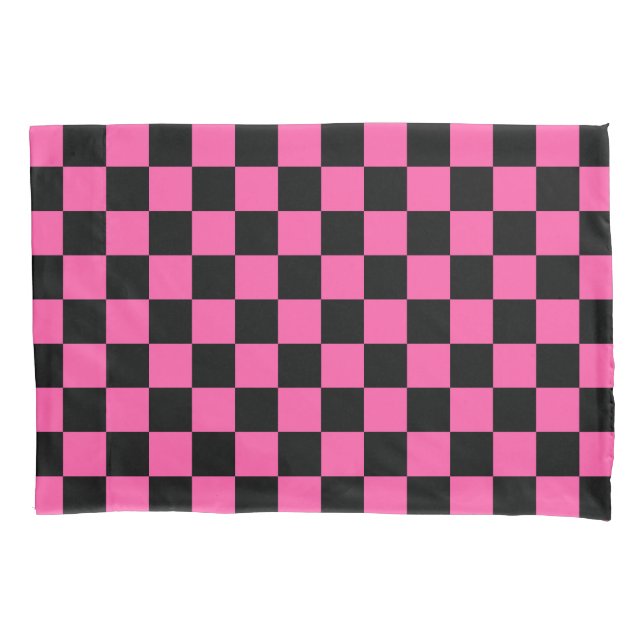 Funda De Cojín Black and pink checkerboard pattern (Anverso-izquierdo)