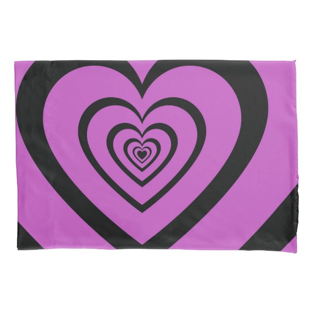 Funda De Cojín Black Purple Hypnotic Heart Love Pattern (Anverso)