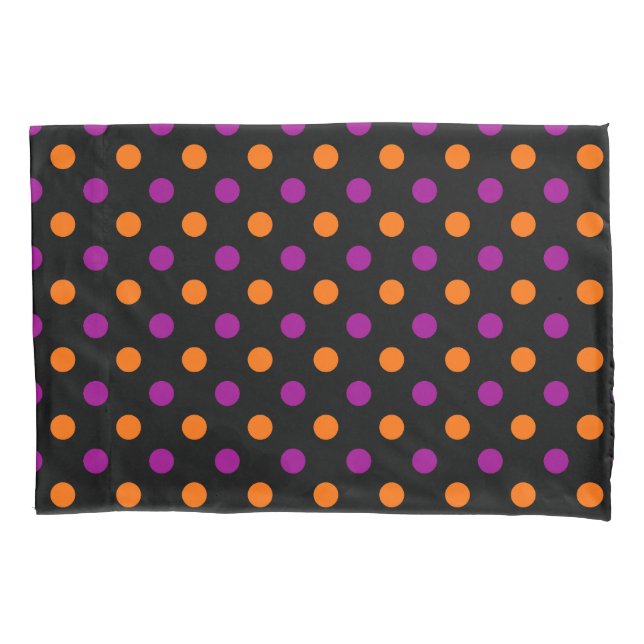 Funda De Cojín Black Purple Orange Polka Dot Pattern (Anverso)