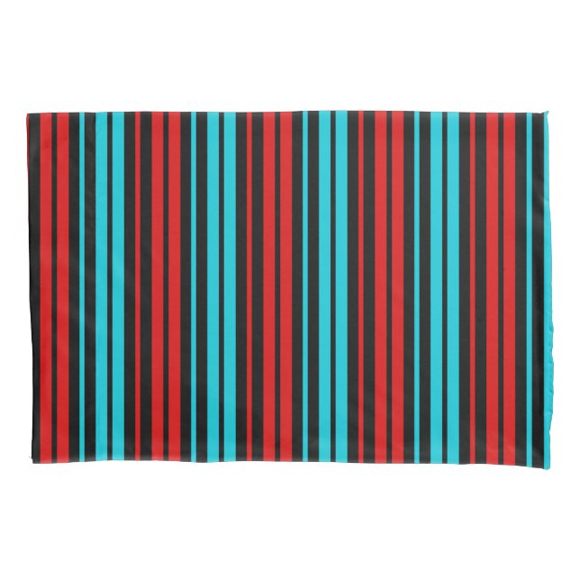 Funda De Cojín Black Red Blue Stripes Pattern   (Anverso)