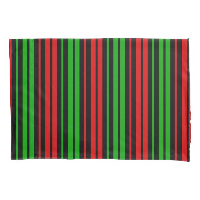 Funda De Cojín Black Red Green Stripes Pattern   (Anverso)