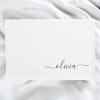 Black White Modern Script Girly Monograma Nombre