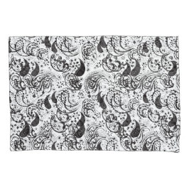 Funda De Cojín Black & White Paisley Pattern –Elegant Textile Art