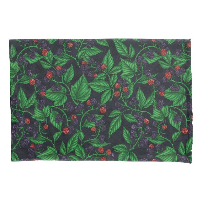 Funda De Cojín Blackberries sobre gris oscuro (Anverso-izquierdo)