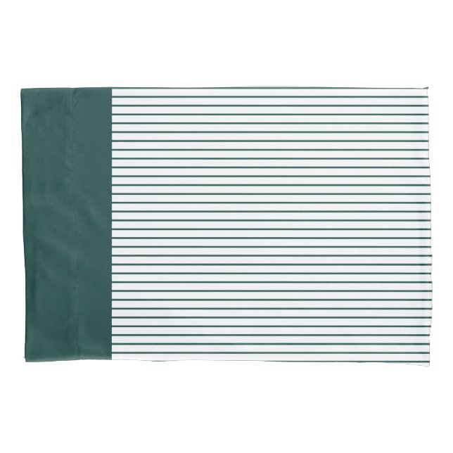 Funda De Cojín  Blanco blanco verde esmeralda oscuro a rayas  (Anverso)