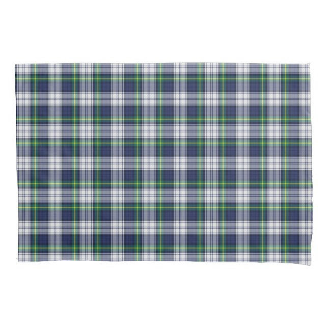 Funda De Cojín Blanco del verde azul del tartán (Anverso)