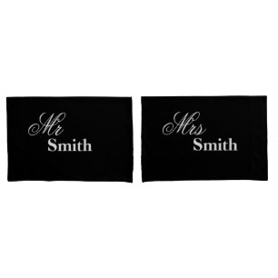 Funda De Cojín Blanco personalizado del negro de Sr. señora Smit