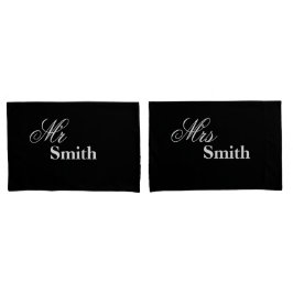 Funda De Cojín Blanco personalizado del negro de Sr. señora Smith