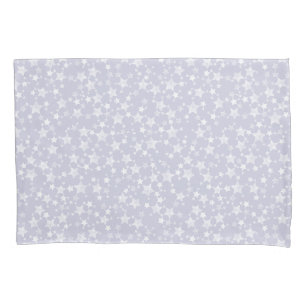 Funda De Cojín Blanco sobre morado seco Patrón de estrellas de