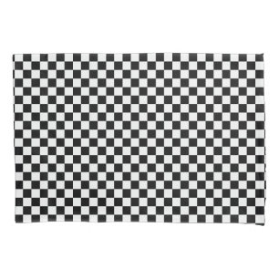 Funda De Cojín Blanco y negro a cuadros